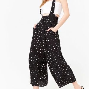 Flared Polka Dot Suspenders Overalls